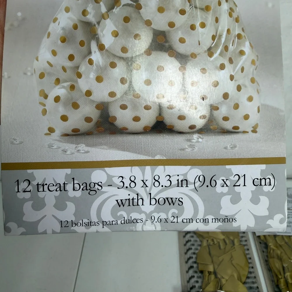 Treat Bags 6 Packs Gold Polka Dot with Bows 72ct Wedding Party Favor Kits Amscan